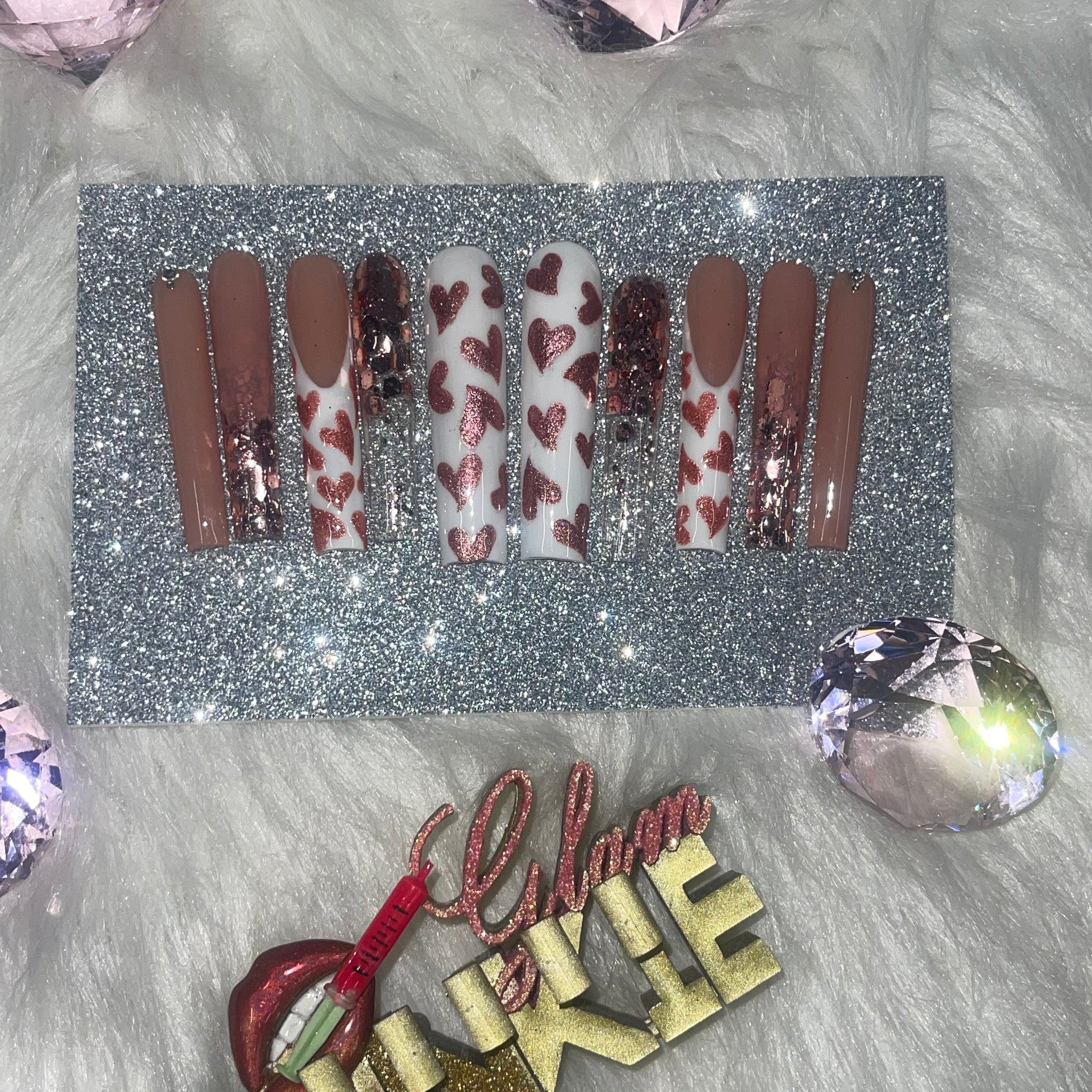 Rose gold hearts